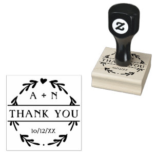 Minimalist Monogram Wedding Thank You Rubber  Rubber Stamp