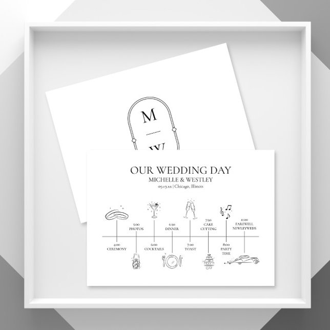 Minimalist Monogram Wedding Timeline Program (Creator Uploaded)