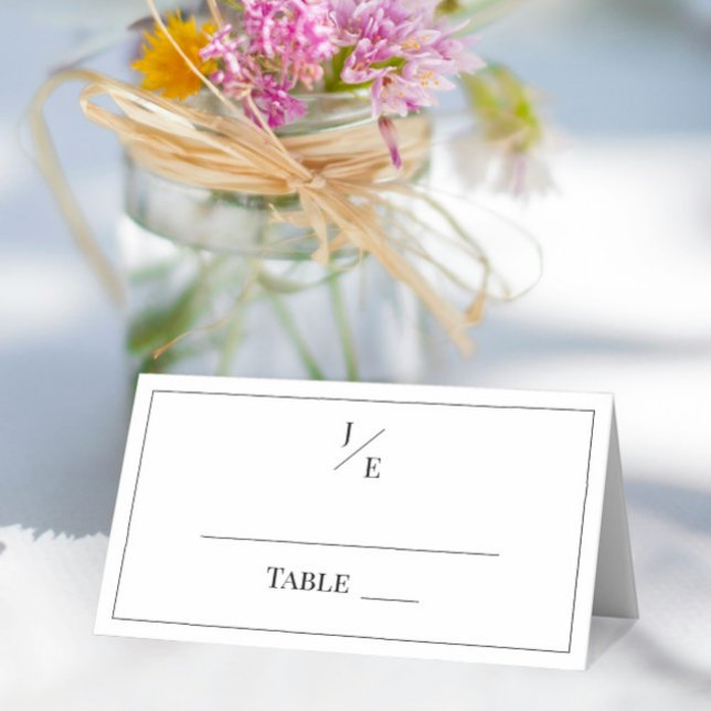 Minimalist Monogram Wedding | White Place Card (Minimalist Monogram Wedding Place card | White)