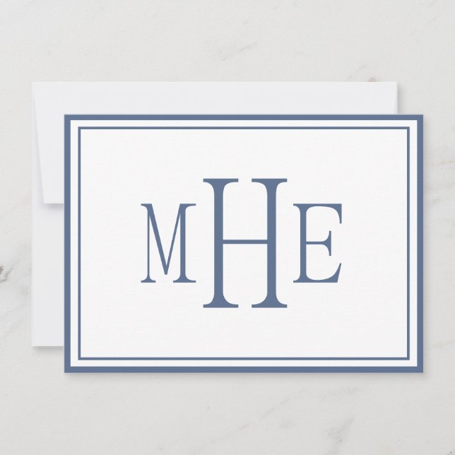 Minimalist Monogrammed Blue Card (Front)