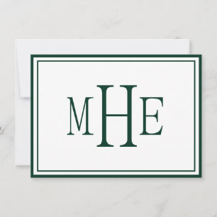 Minimalist Monogrammed Dark Green Card