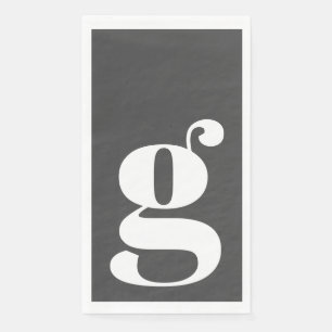 Minimalist Monogrammed Initial Bold Black Napkin