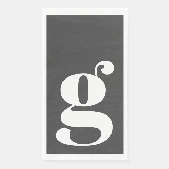 Minimalist Monogrammed Initial Bold Black Napkin (Front)