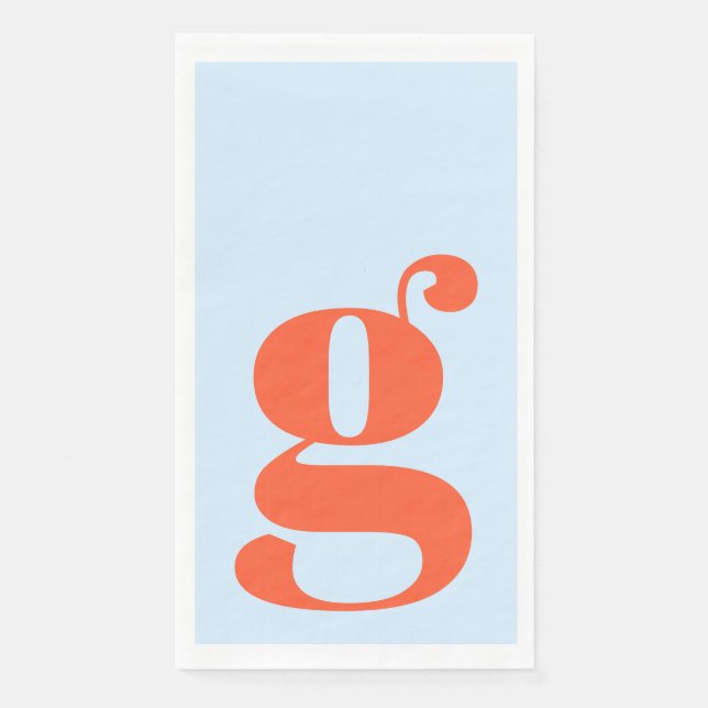 Minimalist Monogrammed Initial Bold Blue Orange Napkin (Front)