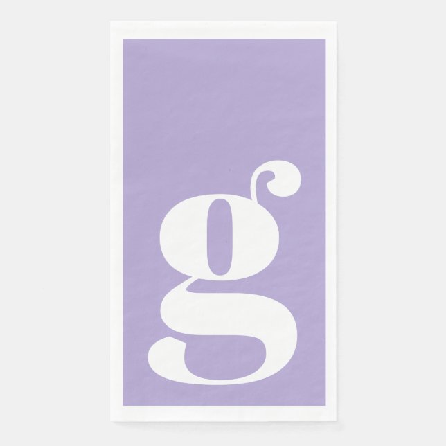 Minimalist Monogrammed Initial Bold Lavender Napkin (Front)