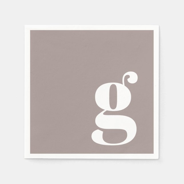 Minimalist Monogrammed Initial in Taupe Brown  Napkin (Front)
