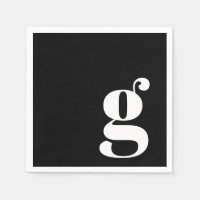 Minimalist Monogrammed Initial Retro Black White