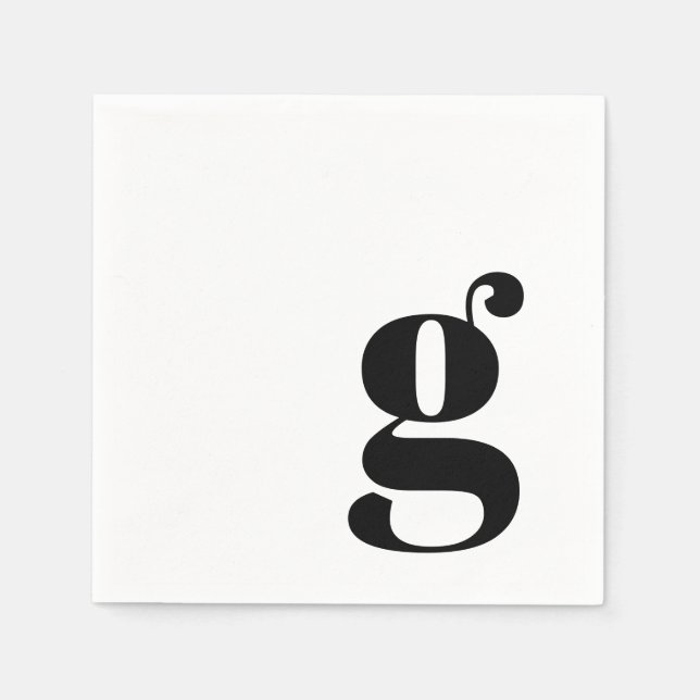 Minimalist Monogrammed Initial Retro Simple White Napkin (Front)