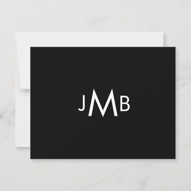 Minimalist Monogrammed Initials Black folded   Thank You Card (Front)