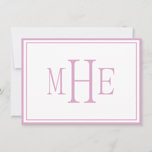 Minimalist Monogrammed Pink Card (Front)