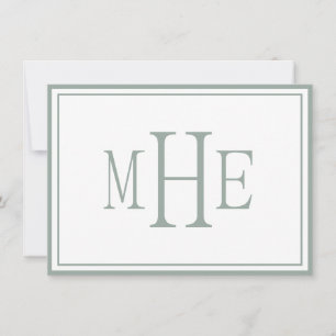 Minimalist Monogrammed Sage Green Card