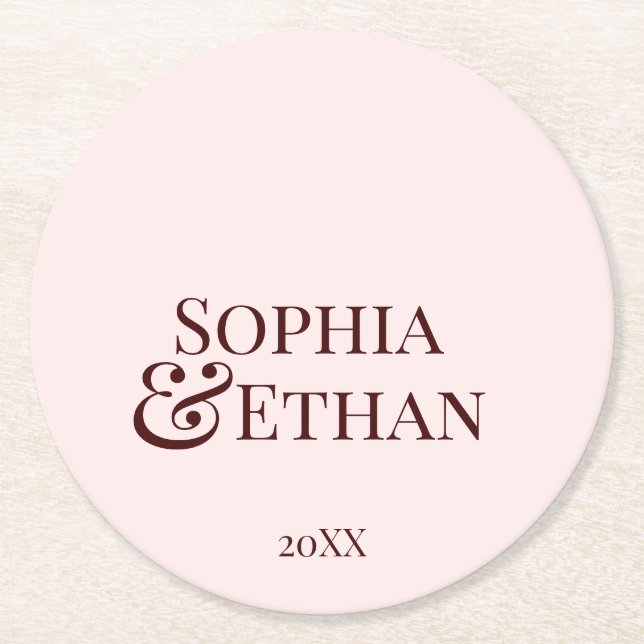Minimalist Monogrammed Wedding Coasters (Front)