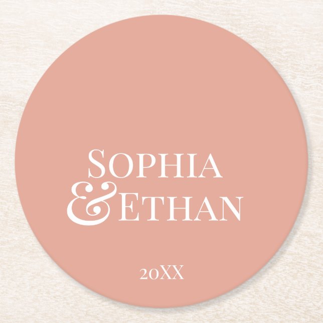 Minimalist Monogrammed Wedding Coasters (Front)