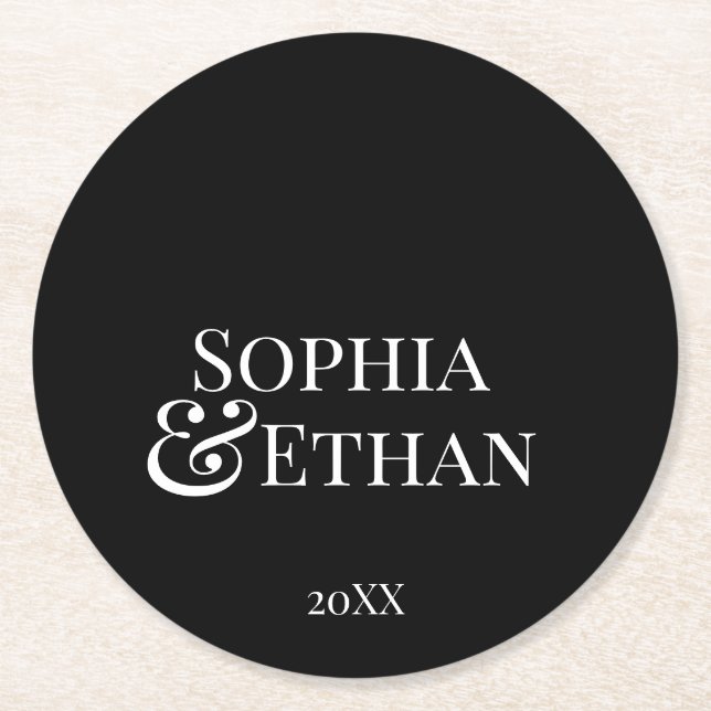 Minimalist Monogrammed Wedding Coasters (Front)