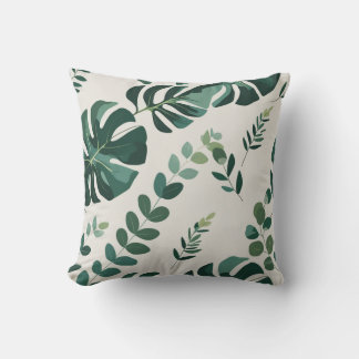 Minimalist Monstera and Greenery Pattern - Modern  Cushion