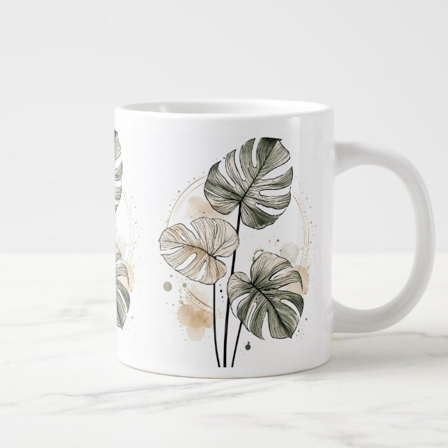 Minimalist Monstera Leaf Coffee Mug (Right)