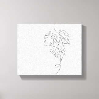 Minimalist Monstera Line Art Canvas Print