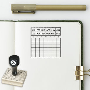 Minimalist Monthly Planner Calendar Rubber Stamp