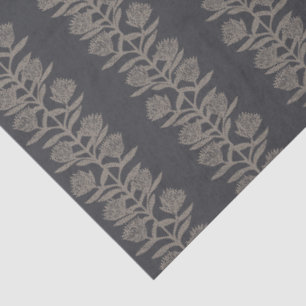 Minimalist moody botanical Floral charcoal black Tissue Paper