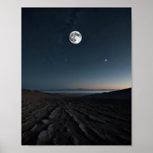 Minimalist Moon and Earth Space Art Poster