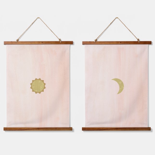 Minimalist moon and sun hanging tapestry (Double)