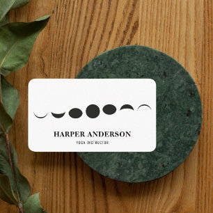 Minimalist Moon Phase Celestial Monogram Logo Business Card