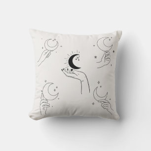 Minimalist Moon Phase Throw Pillow Celestial Han
