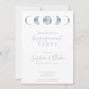 Minimalist Moon Phases Celestial Engagement Party Invitation
