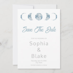 Minimalist Moon Phases Celestial Save the Date Invitation
