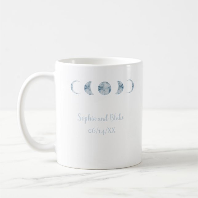Minimalist Moon Phases Celestial Wedding Coffee Mug (Left)