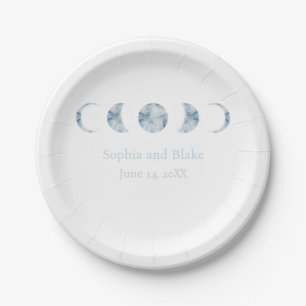 Minimalist Moon Phases Celestial Wedding Paper Plate