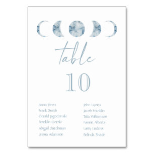 Minimalist Moon Phases Celestial Wedding Table Number