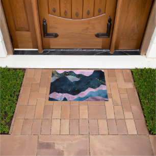 Minimalist Moon Stars Celestial Mountain Valley Doormat