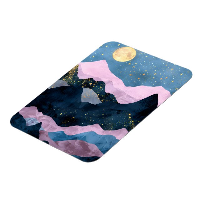 Minimalist Moon Stars Celestial Mountain Valley Magnet (Left Side)