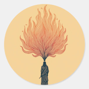 Minimalist Moses and the Burning Bush Sticker