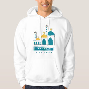 Minimalist Mosque Hoodie – Deep Teal & Gold