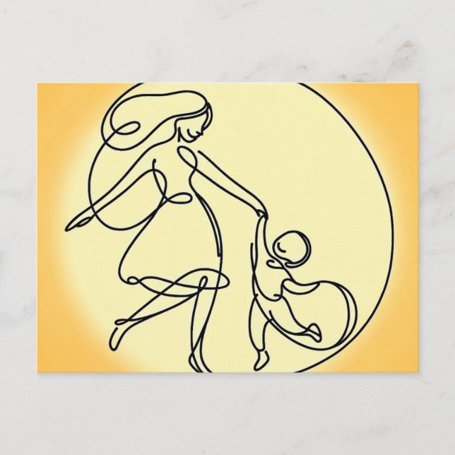 Minimalist Mother and Child dancing Holiday Postcard (Front)