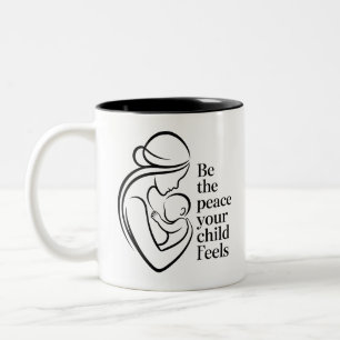 Minimalist Mother Baby Line Art Quote Two-Tone Coffee Mug
