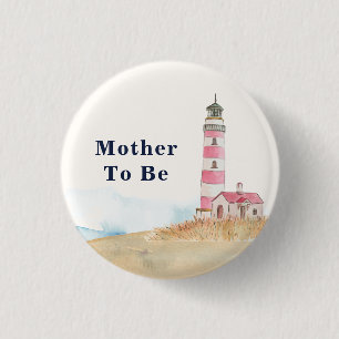 Minimalist Mother To Be Lighthouse Baby Shower  3 Cm Round Badge
