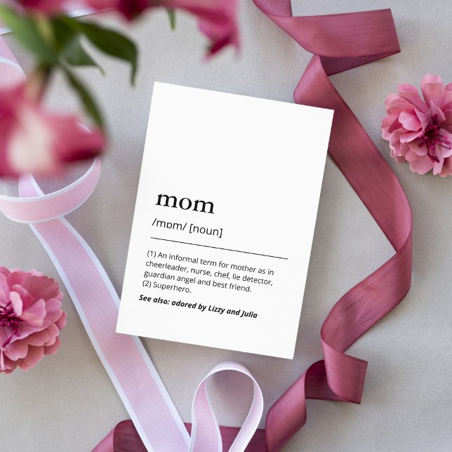 Minimalist mothers day mum definition kids names card (Creator Uploaded)