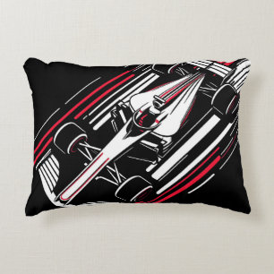 Minimalist Motorsport Formula Race Car Speed Lines Decorative Cushion