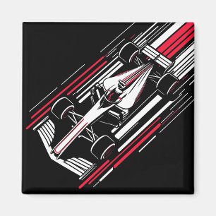 Minimalist Motorsport Formula Race Car Speed Lines Magnet