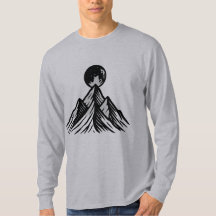 Minimalist Mountain and Moon Graphic T-Shirt – Adv