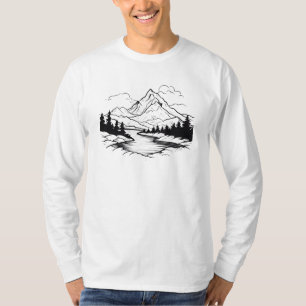 Minimalist Mountain And River T-Shirt