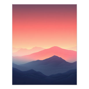 Minimalist Mountain Landscape Illustration Photo Print