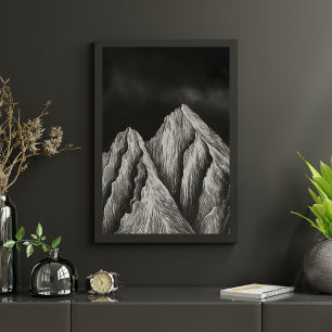 Minimalist Mountain Line art Poster