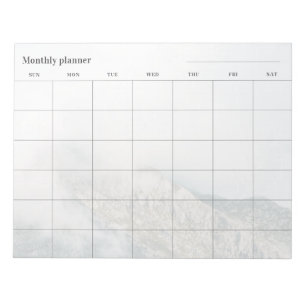 Minimalist mountain Monthly planner, custom title Notepad