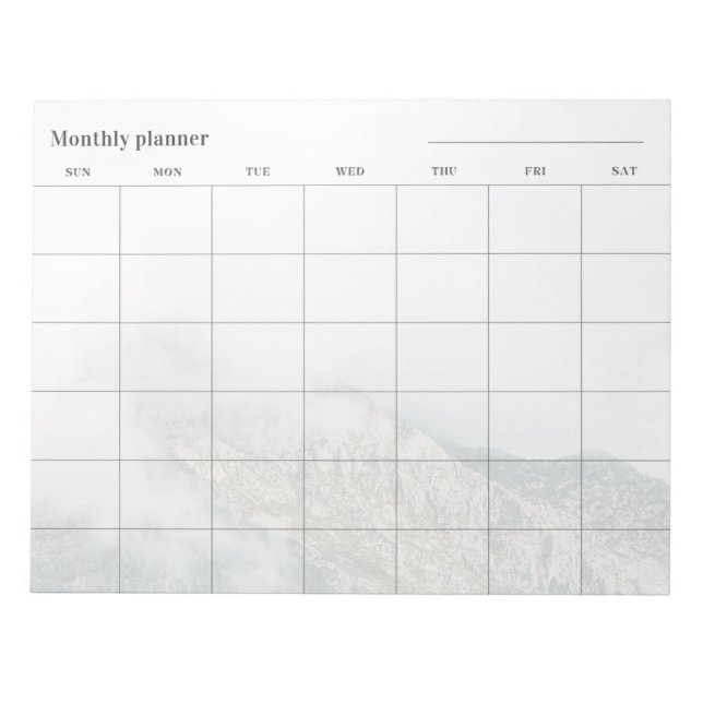 Minimalist mountain Monthly planner, custom title Notepad (Front)