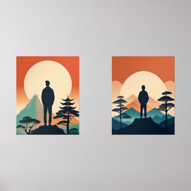 Minimalist Mountain Silhouette Prints (Front)