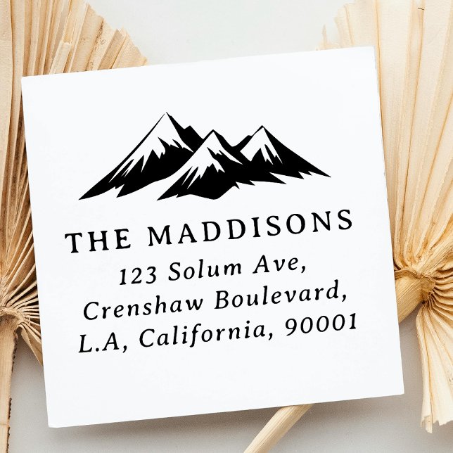 Minimalist Mountain Silhouette Return Address Rubber Stamp (Creator Uploaded)